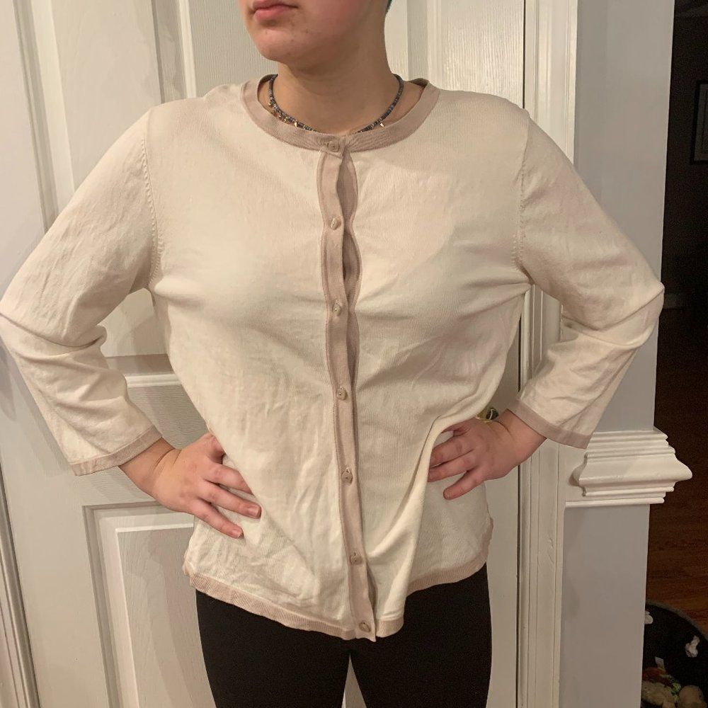 Pendleton Silk Cotton Cream Cardigan sz L